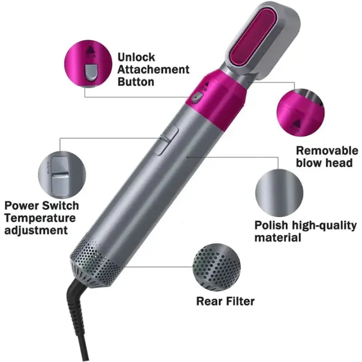 5 in 1 Hot Air Styler hair straightener,Dryer Comb Multifunctional Styling Tool for Curly Hair machine for Straightening