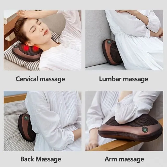 head Neck Seniority Pillow Deep Kneading Massager Use Body Cervical Lumbar Waist Leg Pain Relief Massager Health Carer(With Car Adapter included),Home and Office