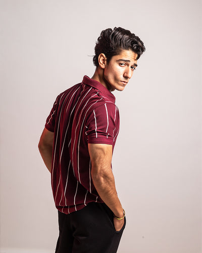 Stripped Polo | Red